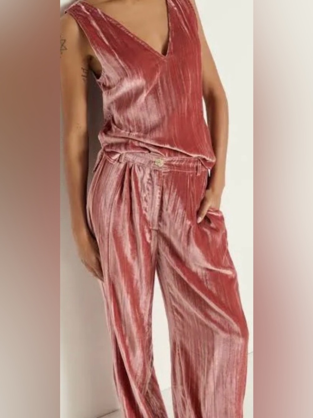 Nation LTD Tricotta Velvet Wide Leg Pants Small Made In Italy